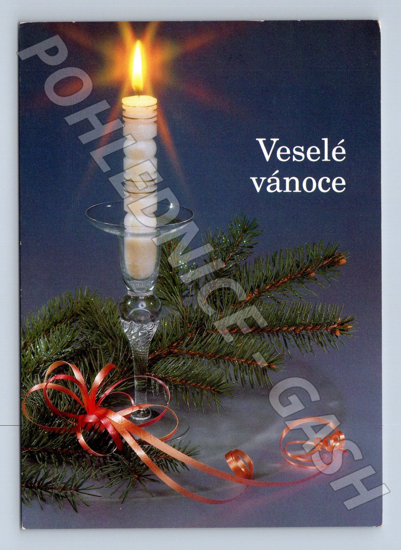 Pohlednice Vánoce svíčka borová větvička (M23212)