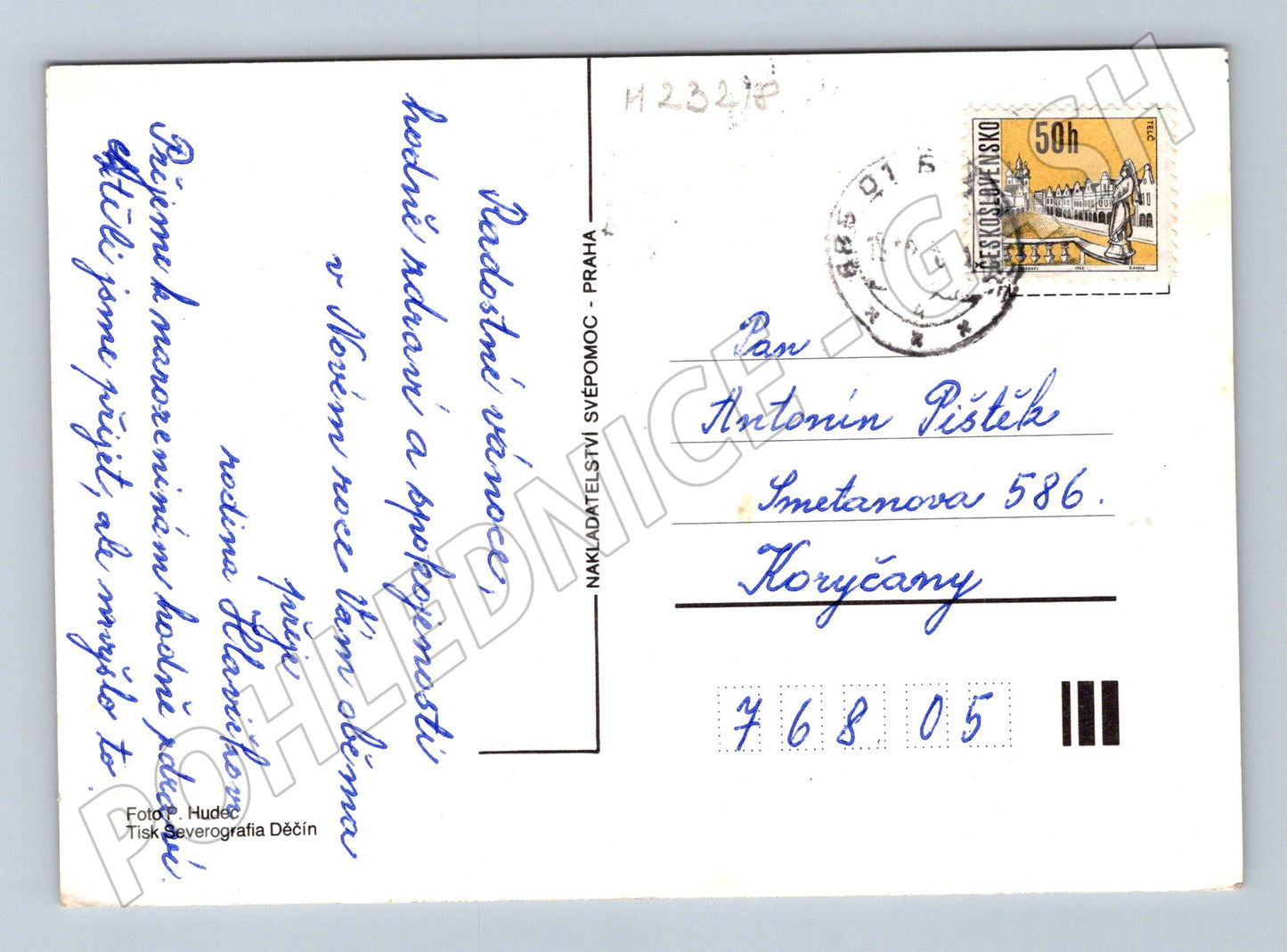 Pohlednice Vánoční svíčka a dárek 1962 (M23218)
