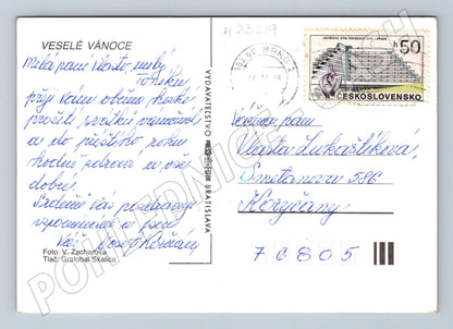 Pohlednice Vánoční zátiší s jablky a svíčkou 1998 (M23219)