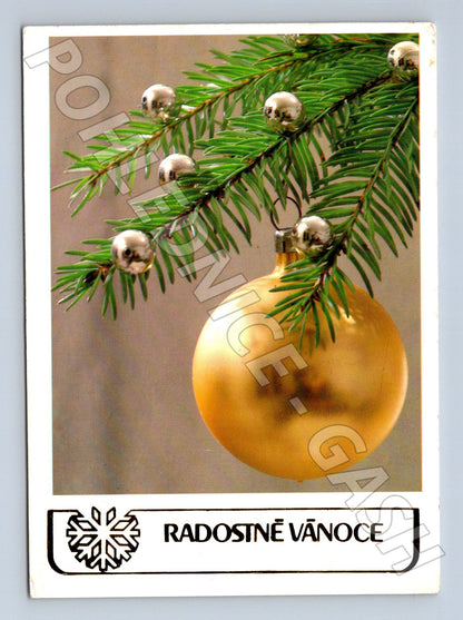 Pohlednice Vánoce stromeček ozdoby 1988 (M23221)