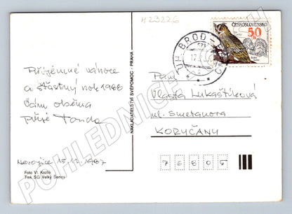 Pohlednice vánoční motiv svíčka a jablka 1988 (M23226)