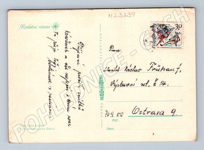 Pohlednice vánoční ozdoby jablka 1969 (M23239)