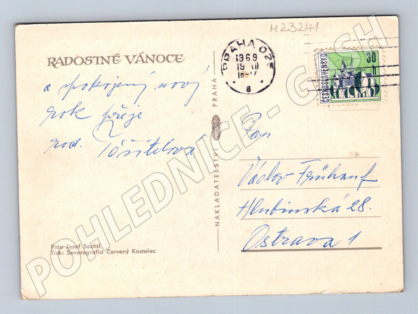 Pohlednice Vánoční motiv 1969 (M23241)