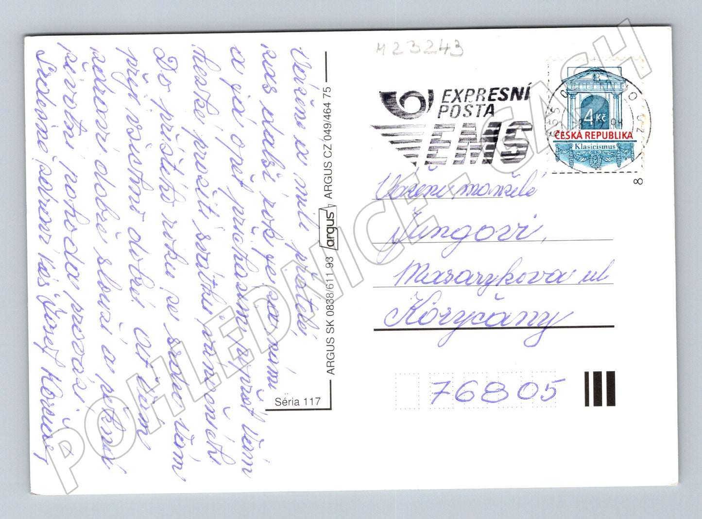 Pohlednice Vánoční motiv jezevci zasněžená krajina 1993 (M23243)