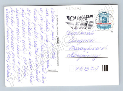 Pohlednice Vánoční motiv jezevci zasněžená krajina 1993 (M23243)