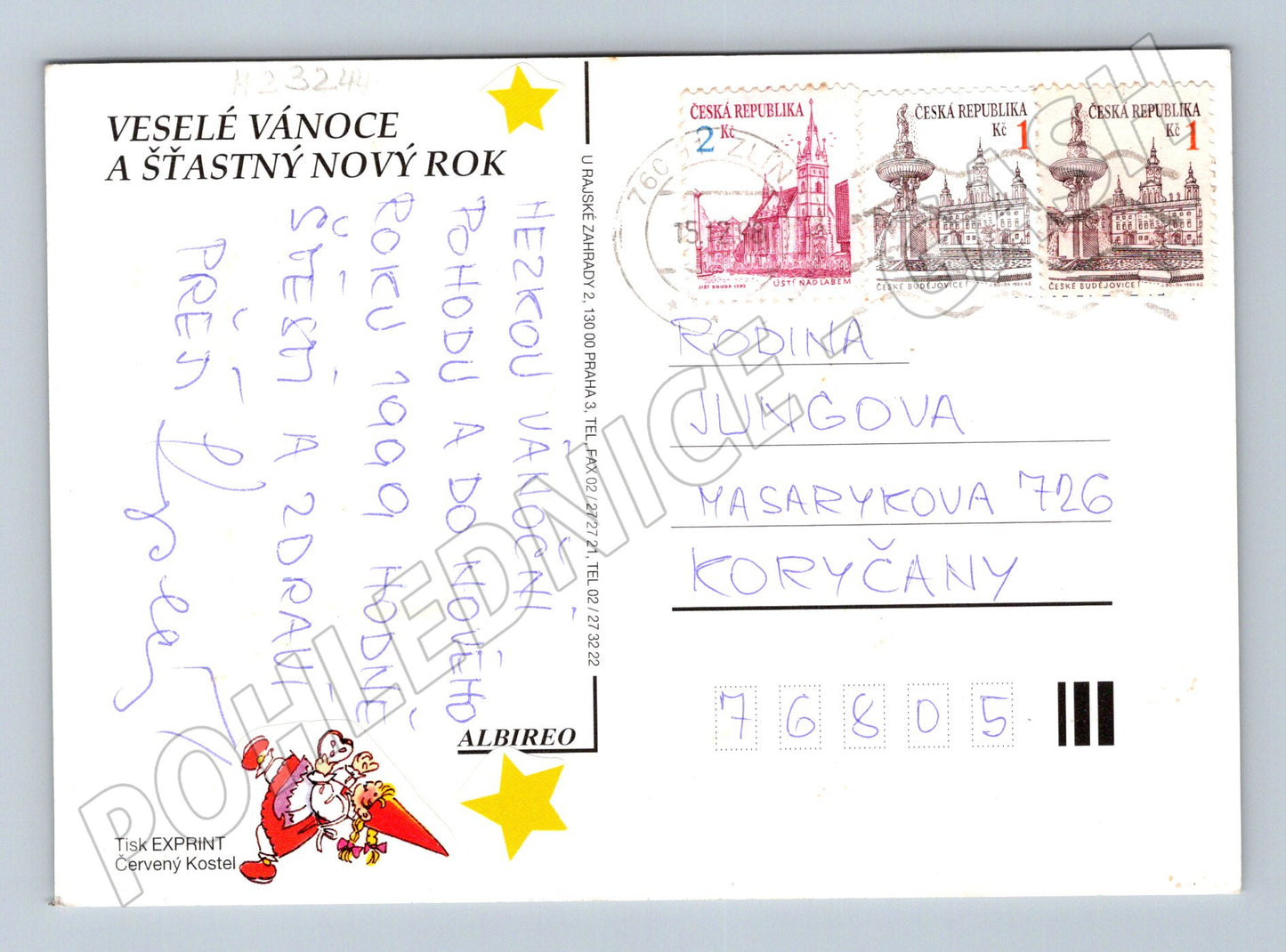 Pohlednice Nový rok kočár 1999 (M23244)