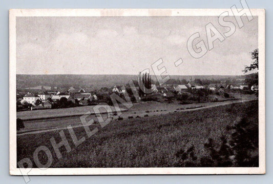 Pohlednice Žerotín celkový pohled raz 1948 (M2325)