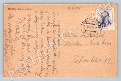 Pohlednice Žerotín celkový pohled raz 1948 (M2325)