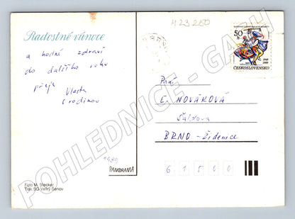 Pohlednice vánoční motiv ovoce ozdoby 1989 (M23250)
