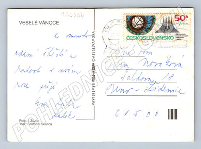 Pohlednice Vánoční svícen jmelí 1973 (M23254)