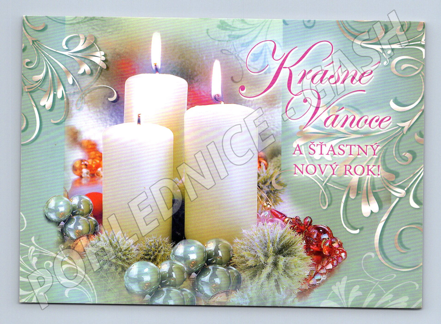 Pohlednice Vánoční přání svíčky a ozdoby 2013 (M23262)