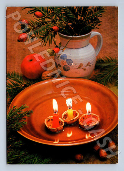 Pohlednice Vánoční zátiší se svíčkami 1978 (M23263)