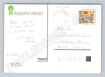 Pohlednice vánoční motiv svíčka a cukroví 1987 (M23264)
