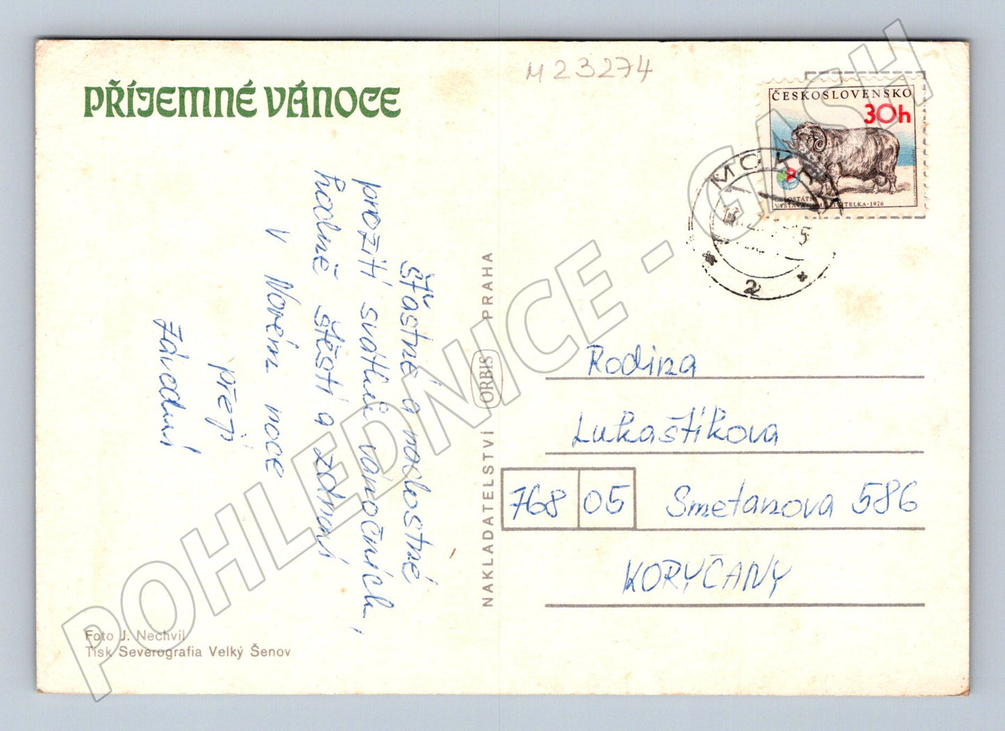 Pohlednice Vánoční svíčky a jehličí 197x (M23274)