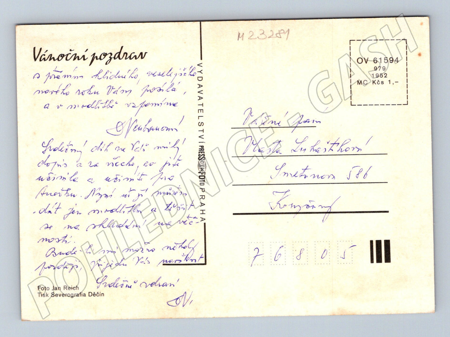 Pohlednice Vánoční motiv svíčky ve skořápkách 1952 (M23281)