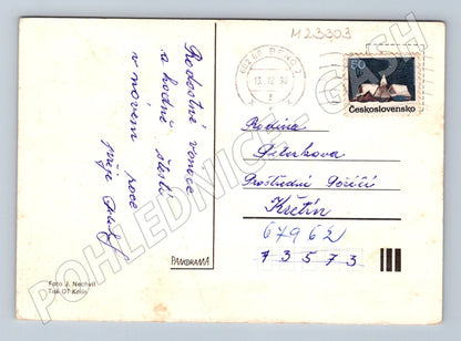 Pohlednice Vánoční motiv svíčka ozdoba 1990 (M23303)