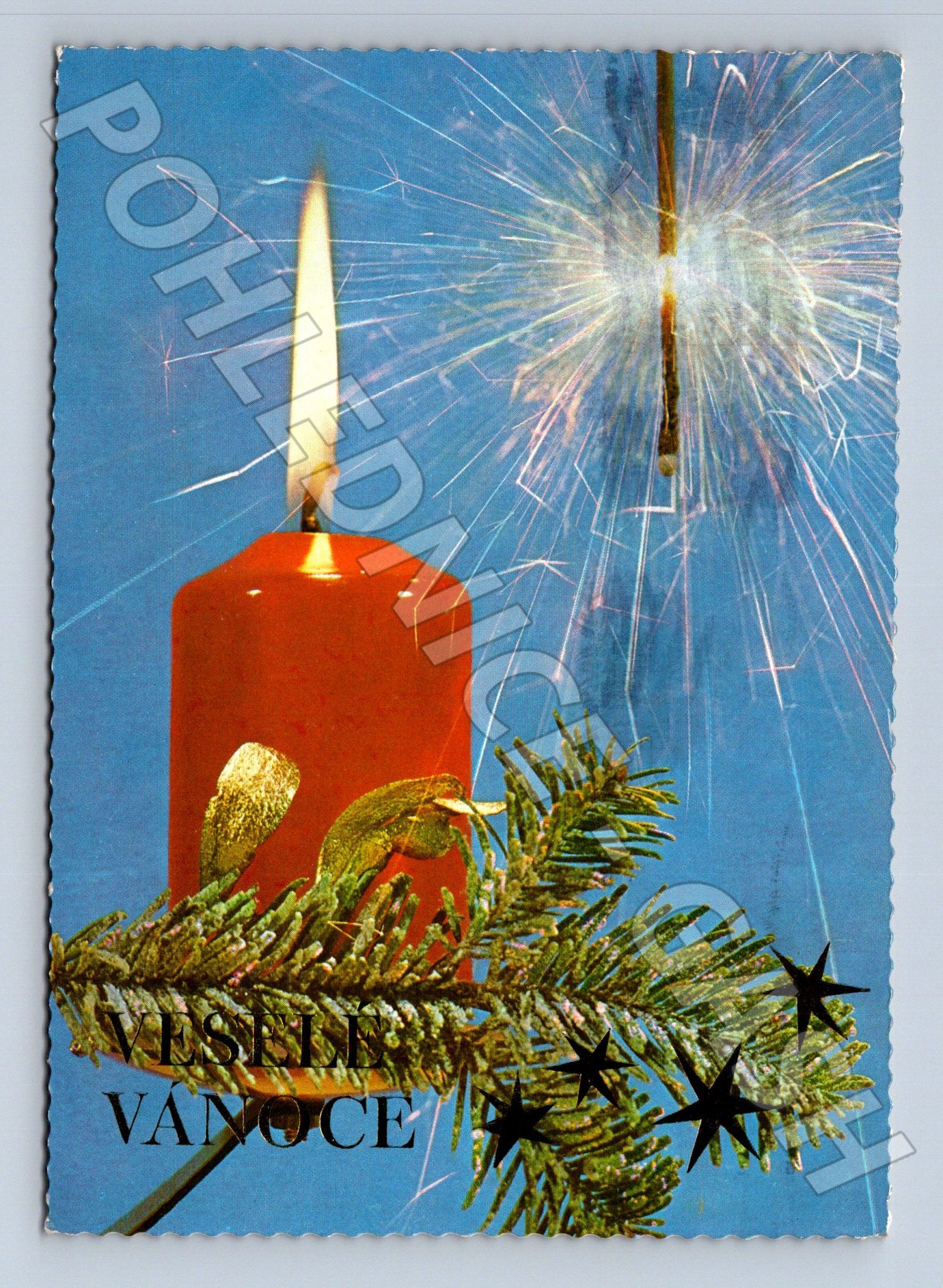Pohlednice Vánoční motiv prskavka svíčka 1979 (M23308)