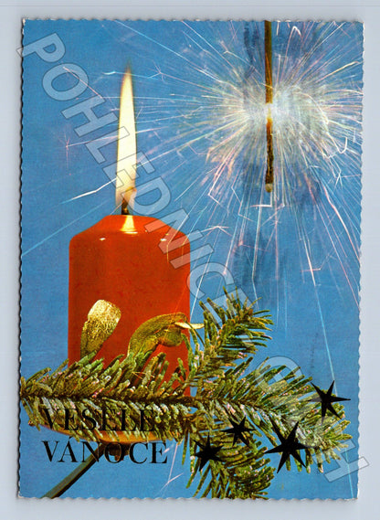 Pohlednice Vánoční motiv prskavka svíčka 1979 (M23308)