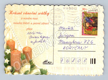 Pohlednice Vánoční novoroční motiv svíčky 2010 (M23310)