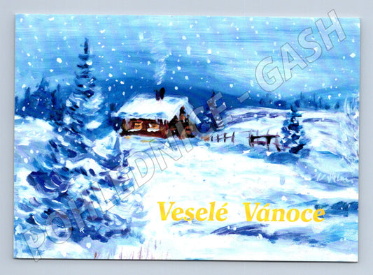 Pohlednice Vánoce zimní krajina (M23317)