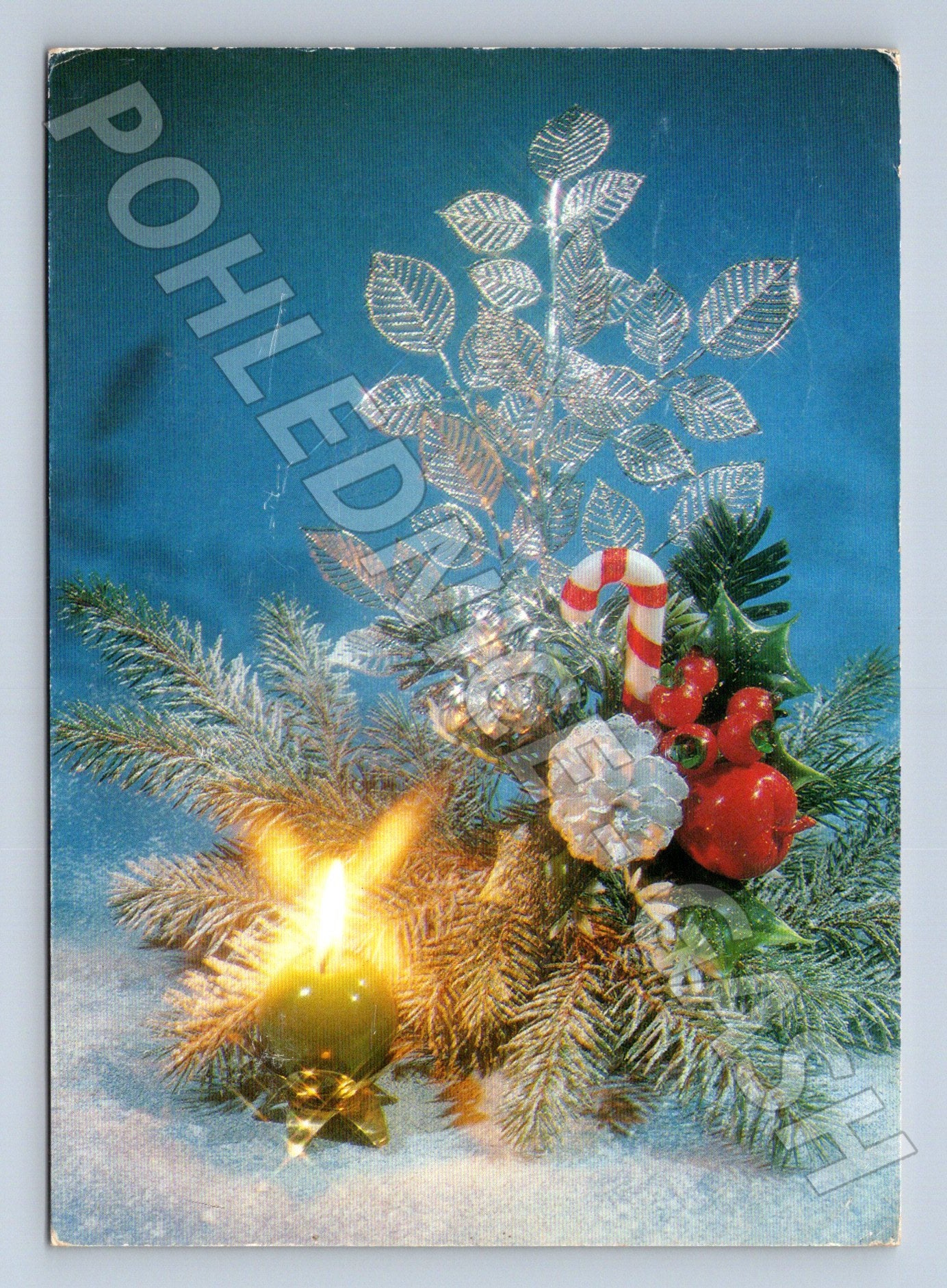 Pohlednice Vánoční motiv ozdoby jmelí 1983 (M23320)