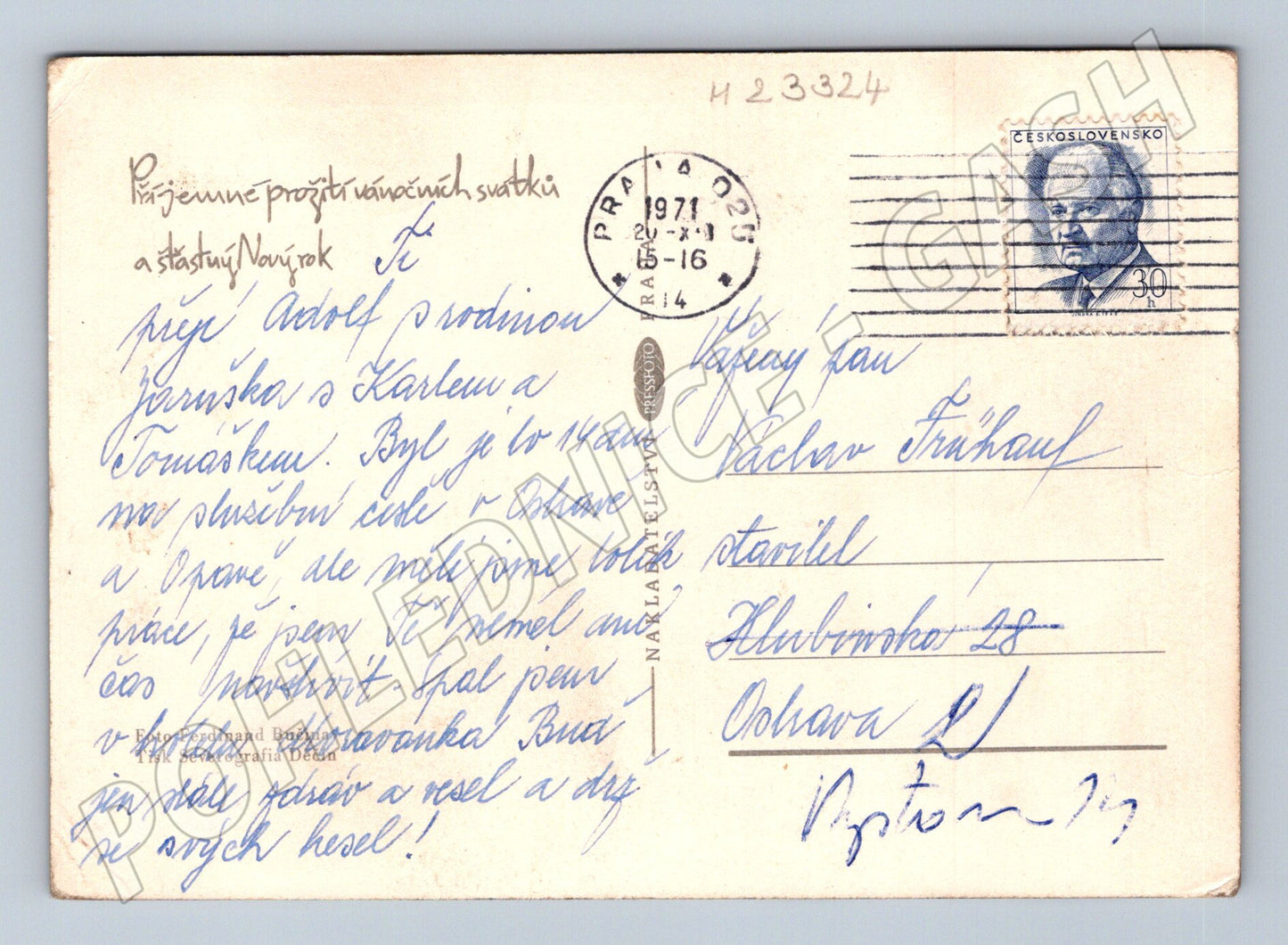 Pohlednice Nový Rok ovoce víno 1971 (M23324)