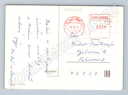 Pohlednice Veselé Vánoce jmelí zvonky 1973 (M23325)