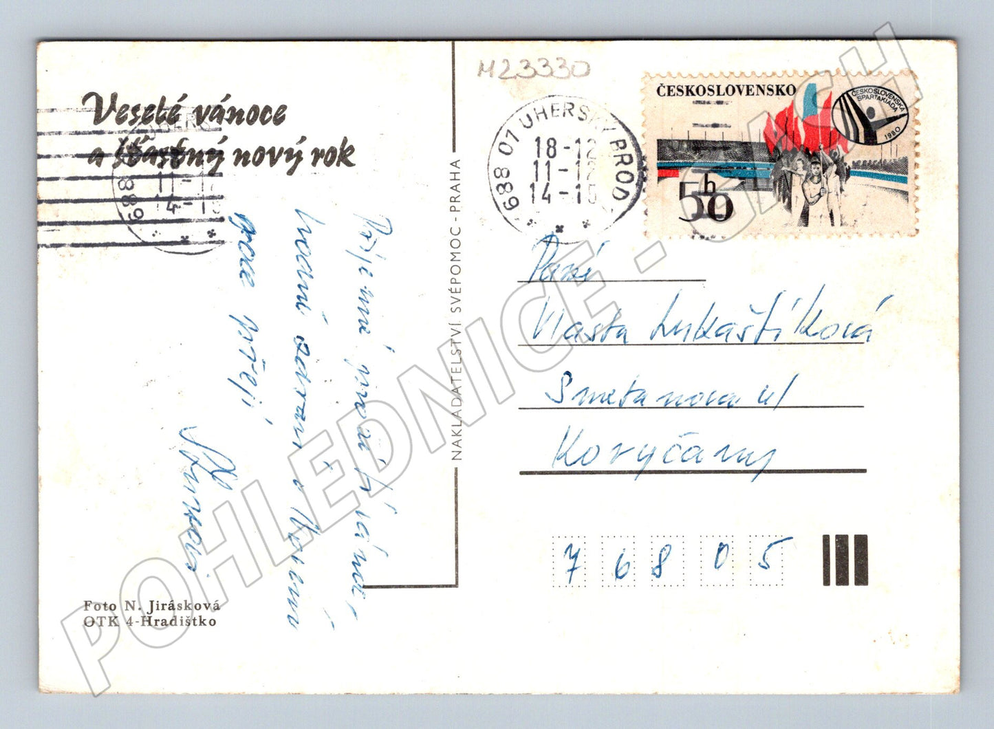 Pohlednice Vánoční motiv 1978 (M23330)