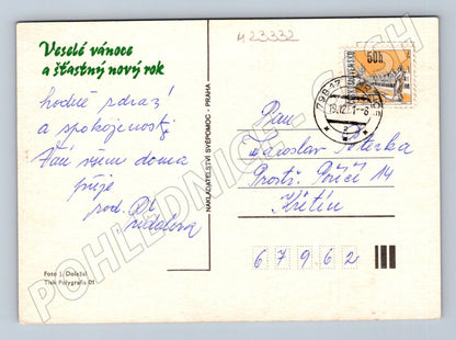 Pohlednice vánoční zátiší jablka ořechy 1983 (M23332)