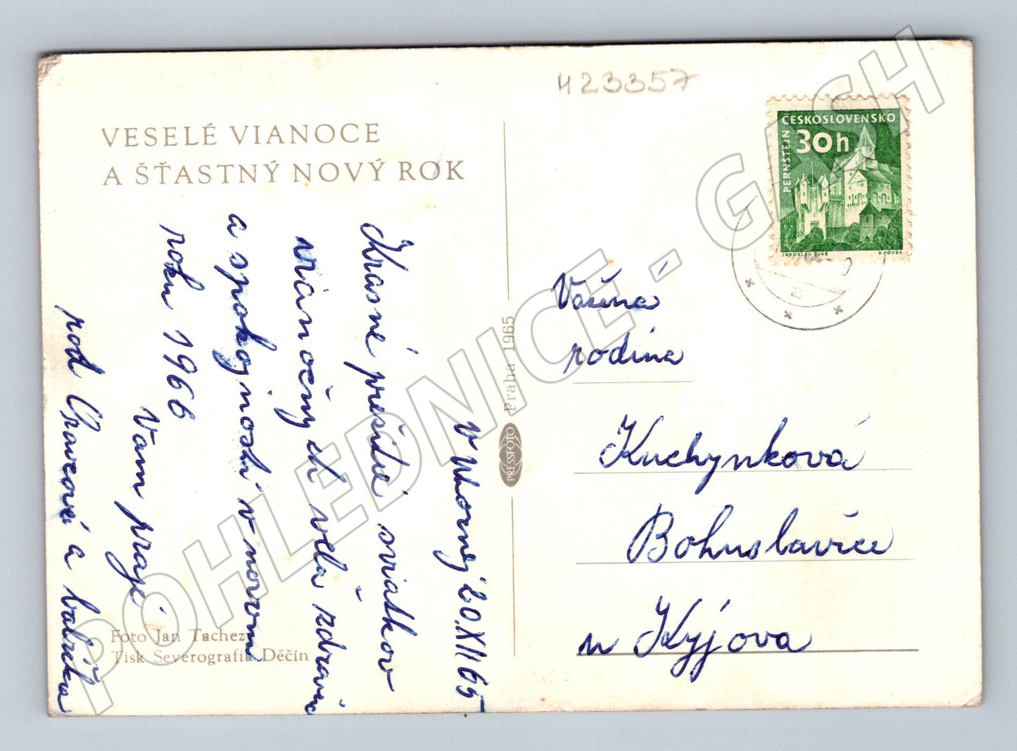 Pohlednice vánoční stromeček prskavka 1965 (M23357)