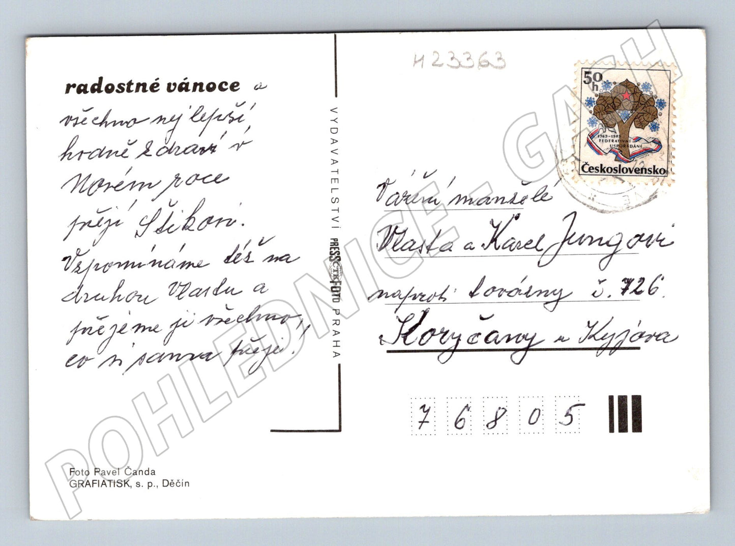 Pohlednice vánoční zátiší s jablkem a ořechy (M23363)