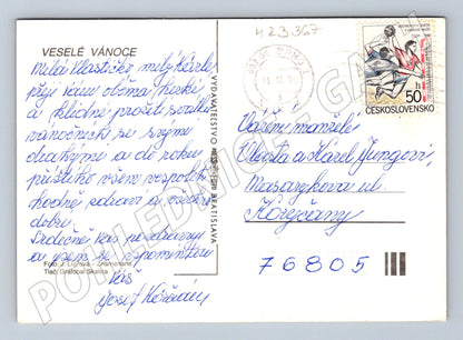 Pohlednice Vánoce ozdobený stromeček 1993 (M23367)