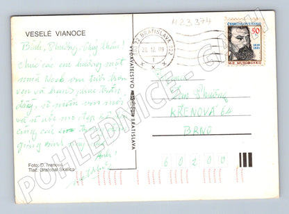 Pohlednice Slovensko vánoční svíčka 1989 (M23374)