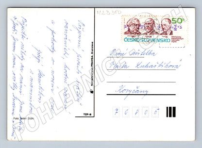 Pohlednice Vánoční motiv svíčky a jehličí 1987 (M23380)