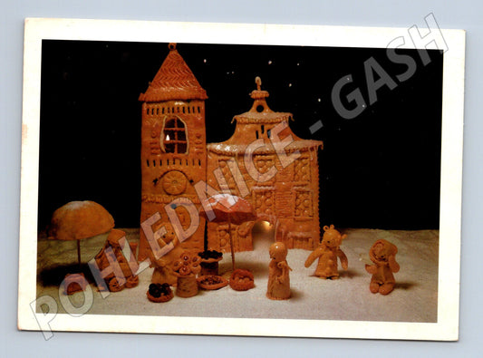 Pohlednice Vánoční perníková chaloupka cca 1970 (M23382)