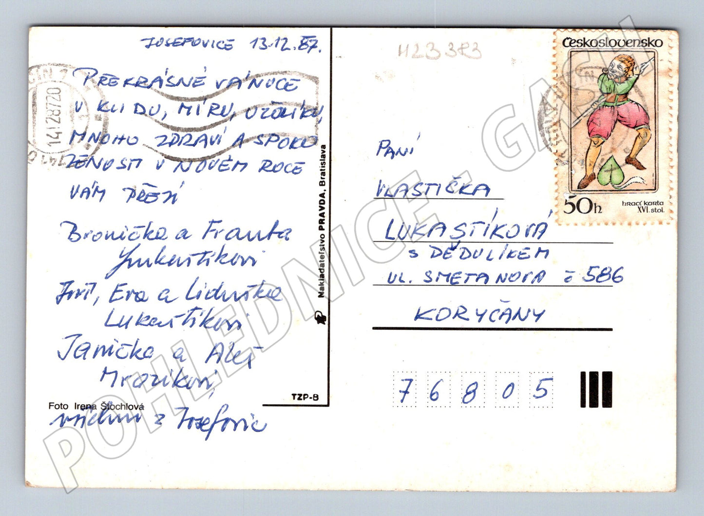 Pohlednice Vánoční cukroví se svíčkou 1987 (M23383)
