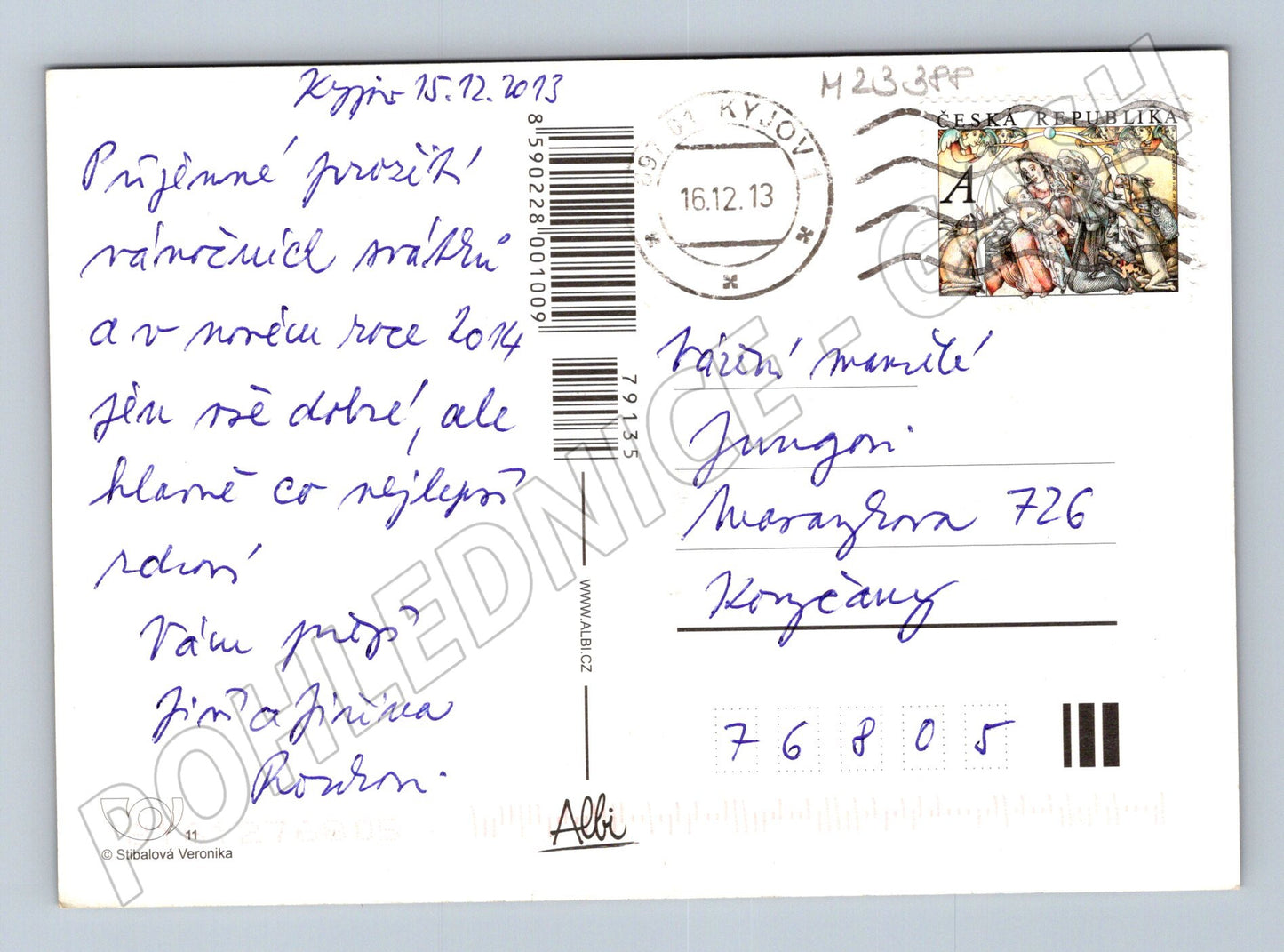 Pohlednice Vánoční motiv svíčky 2013 (M23388)