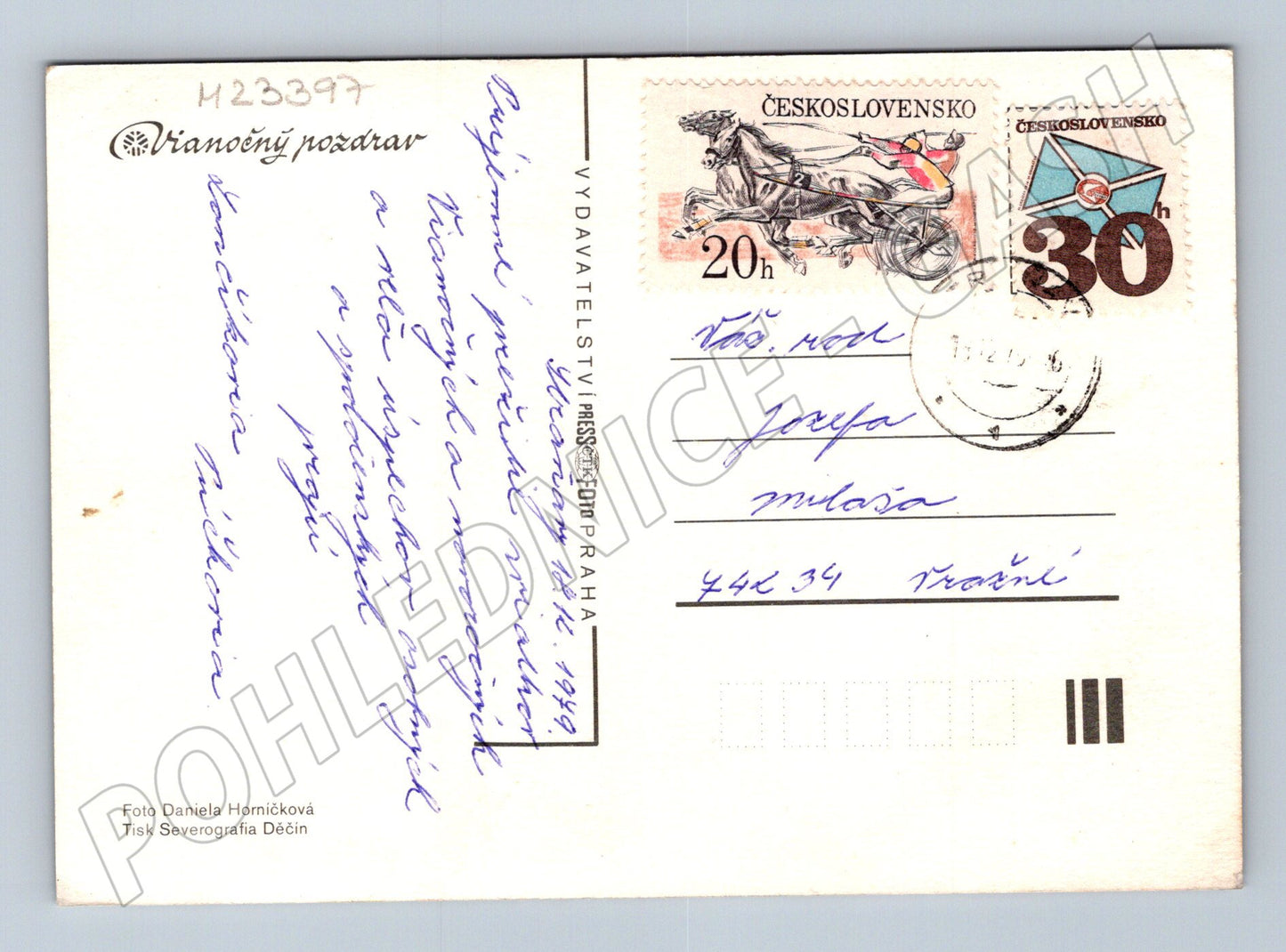 Pohlednice Vánoční zátiší 1989 (M23397)