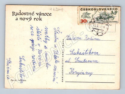 Pohlednice Vánoční aranžmá a přání 1970 (M23411)