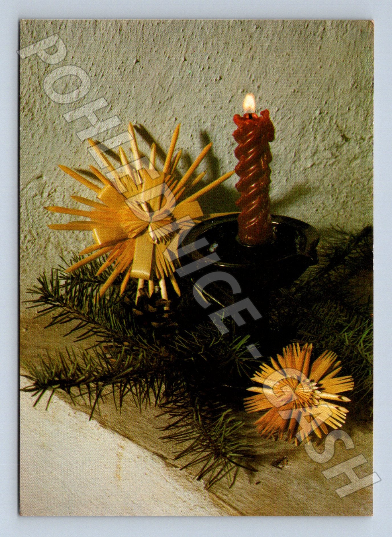 Pohlednice vánoční svíčka s ozdobami 1993 (M23414)