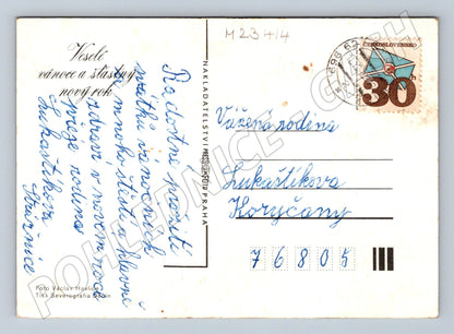 Pohlednice vánoční svíčka s ozdobami 1993 (M23414)