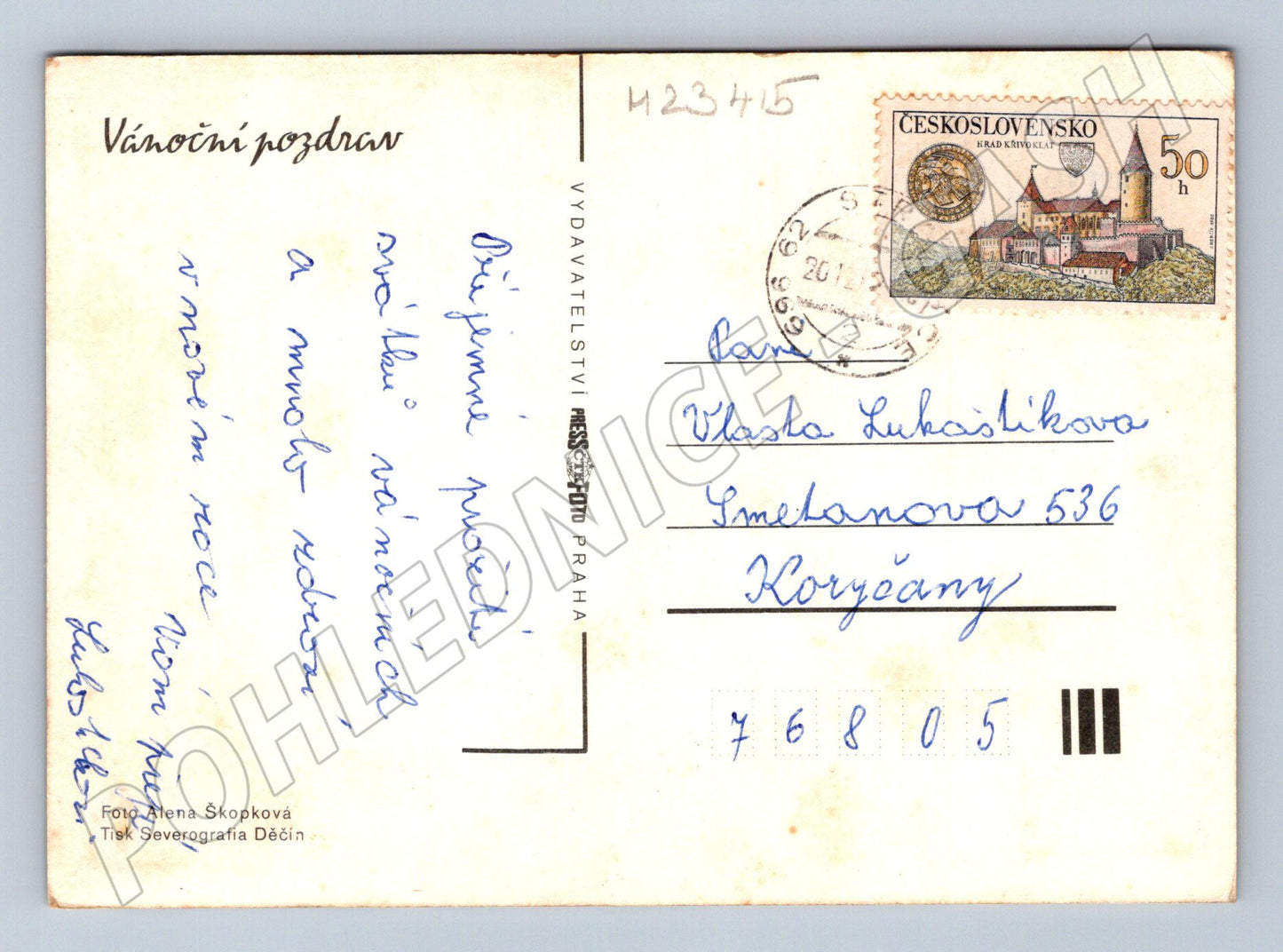 Pohlednice Vánoční cukroví větve jehličí 196x (M23415)
