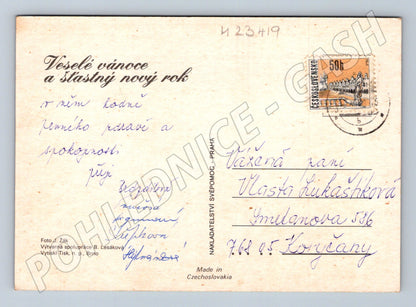 Pohlednice Vánoční novoroční motiv s figurkou (M23419)