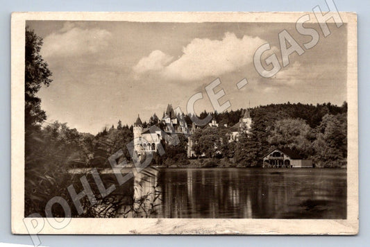 Pohlednice Žinkovy zámek u rybníka 1951 (M2342)