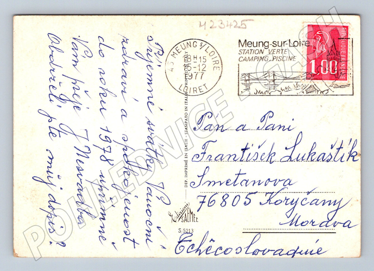 Pohlednice Vánoční motiv 1977 (M23425)