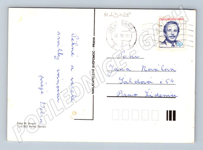 Pohlednice Zimní krajina se stavením 1991 (M23428)