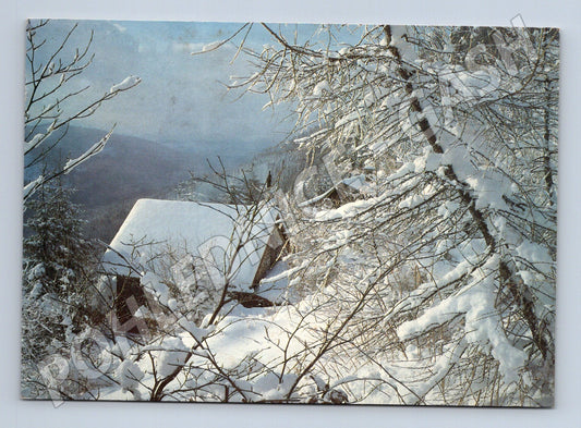 Pohlednice Zimní krajina chata 1994 (M23432)