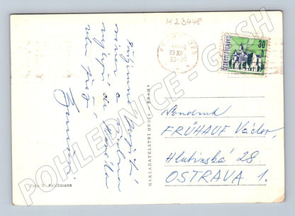 Pohlednice Vánoční přání zimní krajina 198X (M23448)