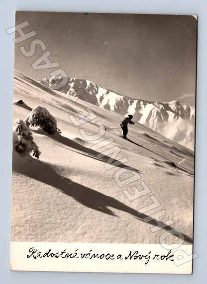 Československo zimní scéna, přání k Novému roku 1961 (M23459)