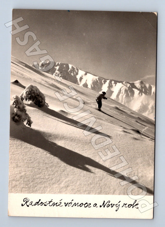 Československo zimní scéna, přání k Novému roku 1961 (M23459)